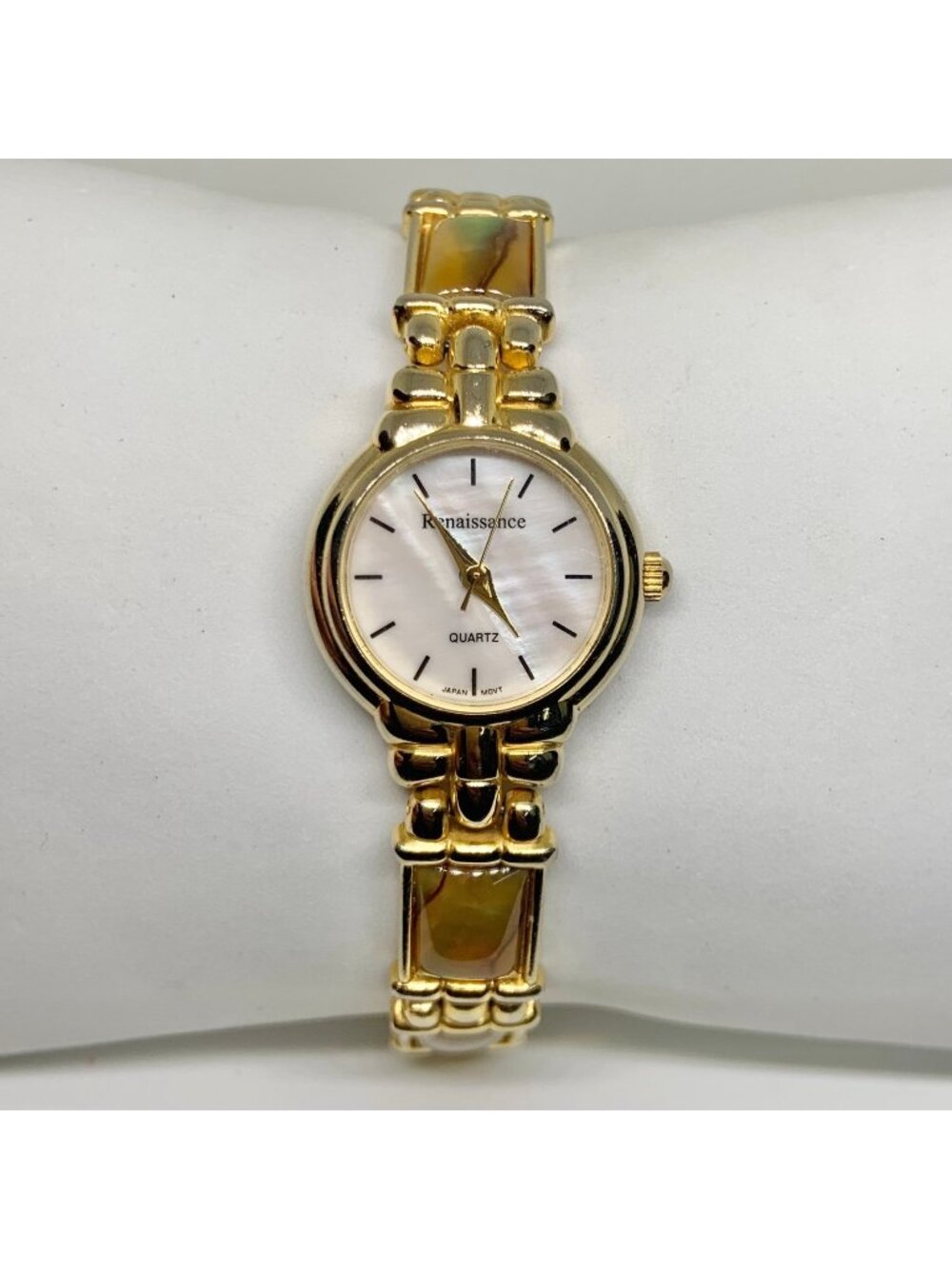 Renaissance Womens Watch gold tone abalone mop dial 23mm Quartz running